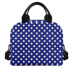 Blue And White Polka Dot Pattern Print Insulated Lunch Bag