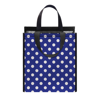 Blue And White Polka Dot Pattern Print Insulated Lunch Tote
