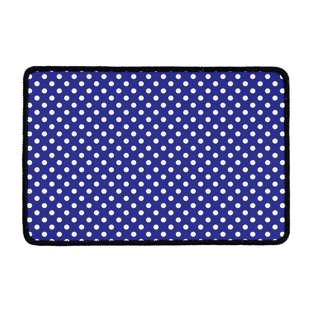 Blue And White Polka Dot Pattern Print Kitchen Mat