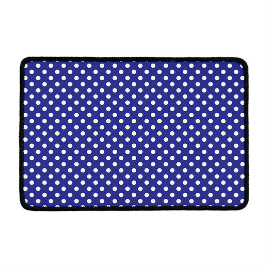 Blue And White Polka Dot Pattern Print Kitchen Mat