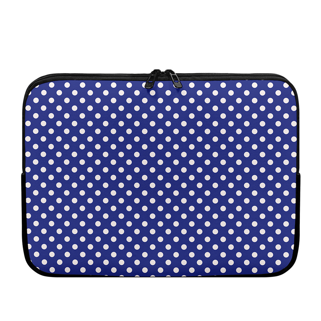Blue And White Polka Dot Pattern Print Laptop Sleeve