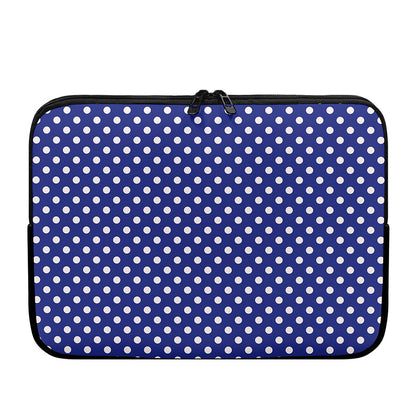 Blue And White Polka Dot Pattern Print Laptop Sleeve