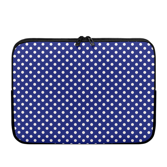 Blue And White Polka Dot Pattern Print Laptop Sleeve
