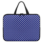 Blue And White Polka Dot Pattern Print Laptop Sleeve With Handle