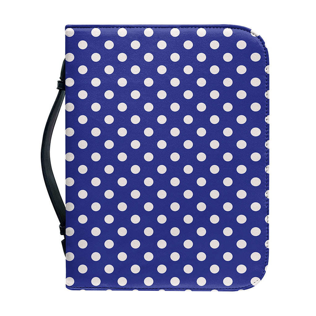 Blue And White Polka Dot Pattern Print Leather Bible Cover