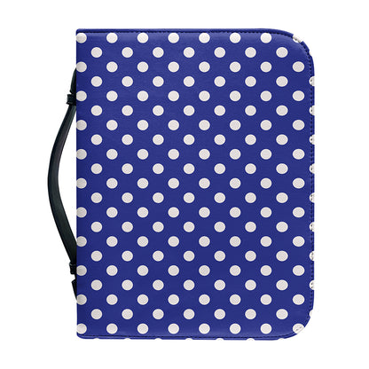 Blue And White Polka Dot Pattern Print Leather Bible Cover