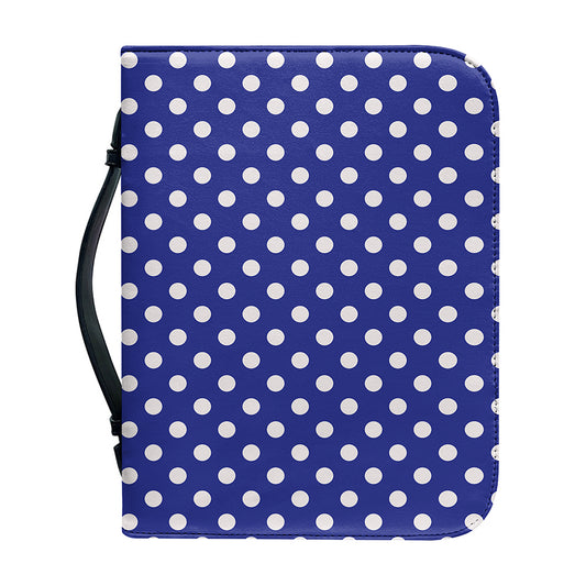 Blue And White Polka Dot Pattern Print Leather Bible Cover