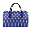 Blue And White Polka Dot Pattern Print Leather Duffel Bag