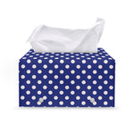 Blue And White Polka Dot Pattern Print Leather Tissue Box Cover