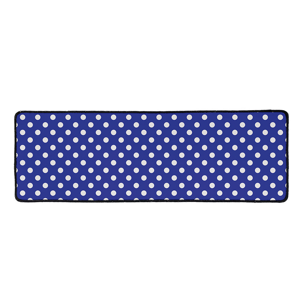 Blue And White Polka Dot Pattern Print Long Kitchen Mat