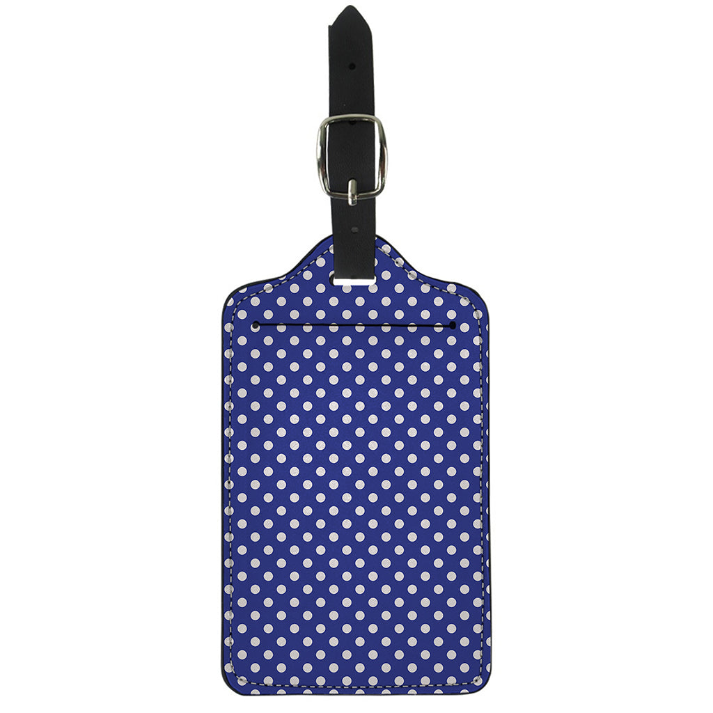 Blue And White Polka Dot Pattern Print Luggage Tag