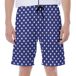 Blue And White Polka Dot Pattern Print Men's Beach Shorts