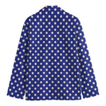 Blue And White Polka Dot Pattern Print Men's Blazer