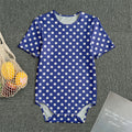 Blue And White Polka Dot Pattern Print Men's Bodysuit
