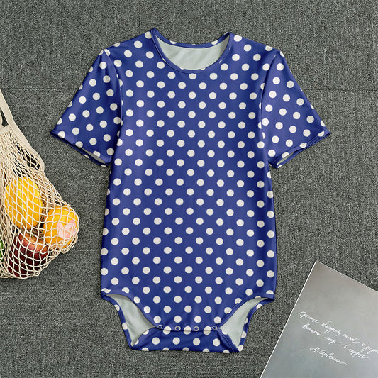 Blue And White Polka Dot Pattern Print Men's Bodysuit