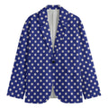 Blue And White Polka Dot Pattern Print Men's Cotton Blazer