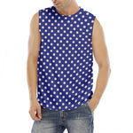 Blue And White Polka Dot Pattern Print Men's Fitness Tank Top