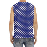 Blue And White Polka Dot Pattern Print Men's Fitness Tank Top