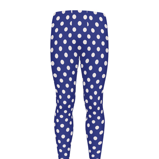 Blue And White Polka Dot Pattern Print Men's leggings