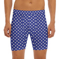 Blue And White Polka Dot Pattern Print Men's Long Boxer Briefs