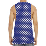 Blue And White Polka Dot Pattern Print Men's Muscle Tank Top