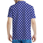 Blue And White Polka Dot Pattern Print Men's Polo Shirt