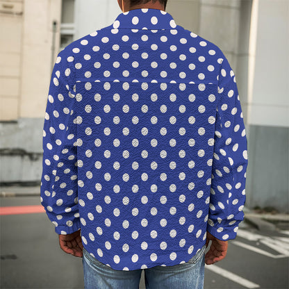 Blue And White Polka Dot Pattern Print Men's Shirt Jacket