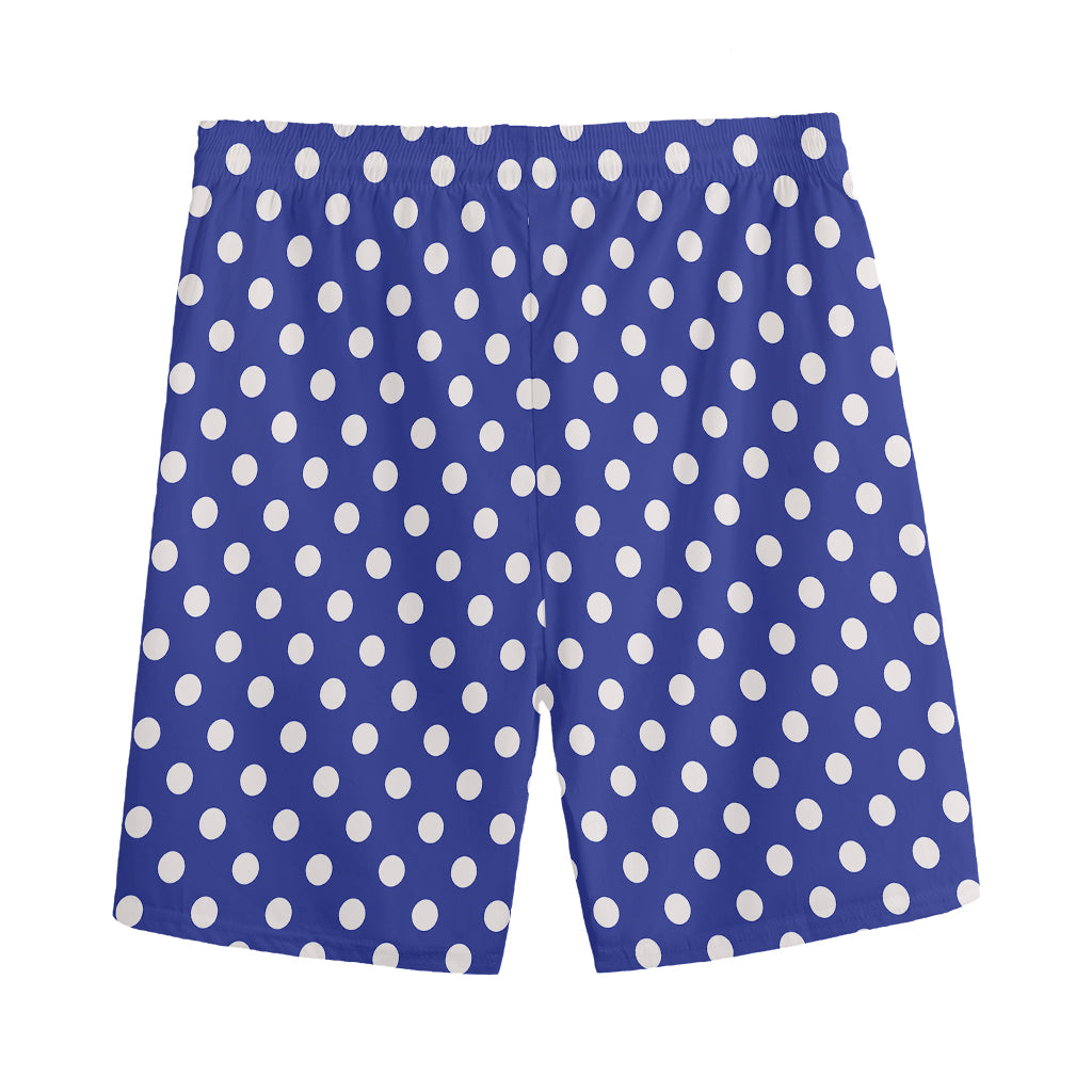 Blue And White Polka Dot Pattern Print Men's Sports Shorts