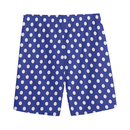 Blue And White Polka Dot Pattern Print Men's Sports Shorts