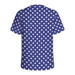 Blue And White Polka Dot Pattern Print Men's Sports T-Shirt
