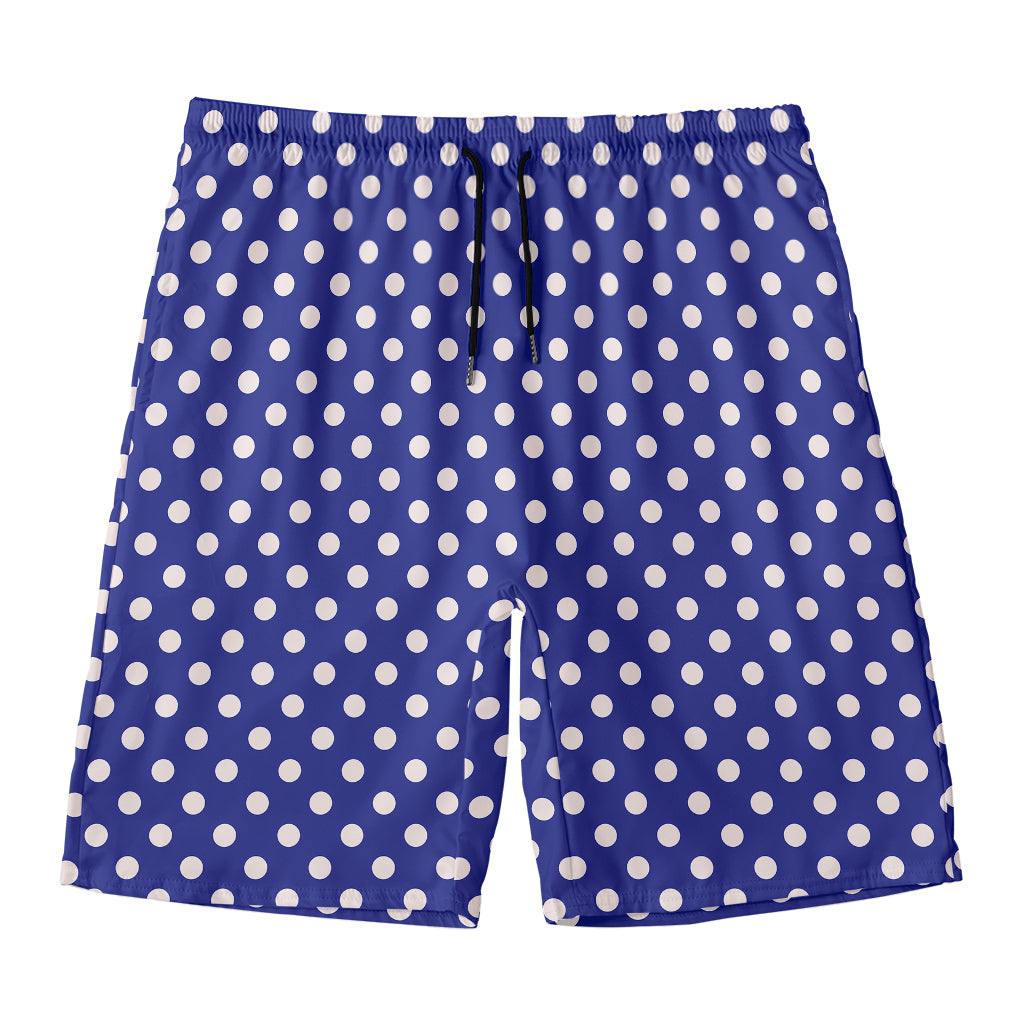 Blue And White Polka Dot Pattern Print Men's Swim Trunks