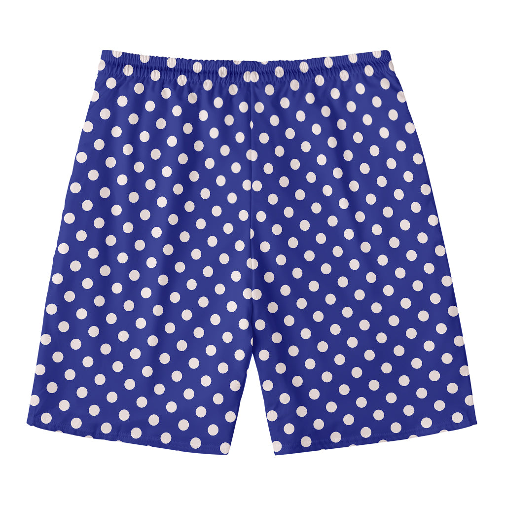 Blue And White Polka Dot Pattern Print Men's Swim Trunks