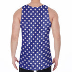Blue And White Polka Dot Pattern Print Men's Velvet Tank Top
