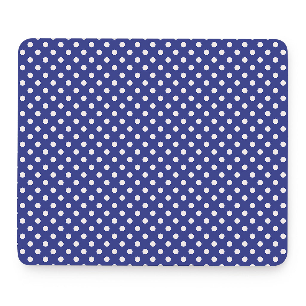 Blue And White Polka Dot Pattern Print Mouse Pad