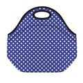 Blue And White Polka Dot Pattern Print Neoprene Lunch Bag