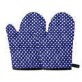 Blue And White Polka Dot Pattern Print Oven Mitts