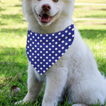 Blue And White Polka Dot Pattern Print Over The Collar Dog Bandana