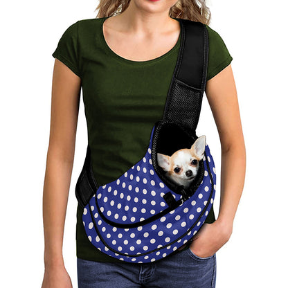 Blue And White Polka Dot Pattern Print Pet Sling Carrier