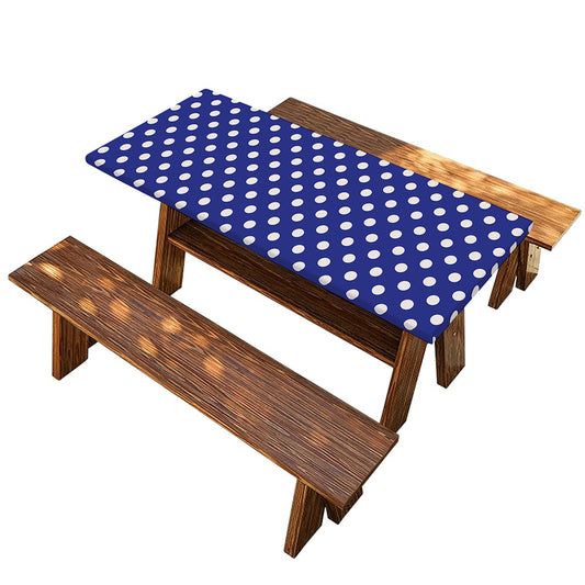 Blue And White Polka Dot Pattern Print Picnic Table Cover