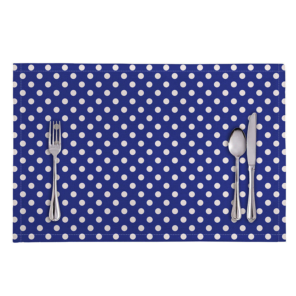 Blue And White Polka Dot Pattern Print Placemat