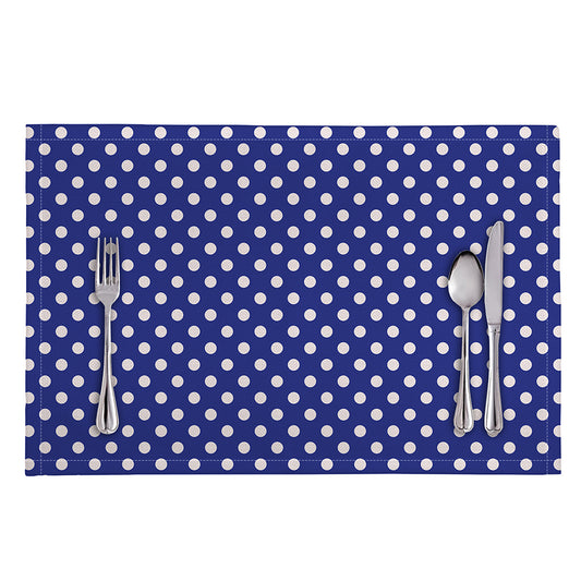 Blue And White Polka Dot Pattern Print Placemat