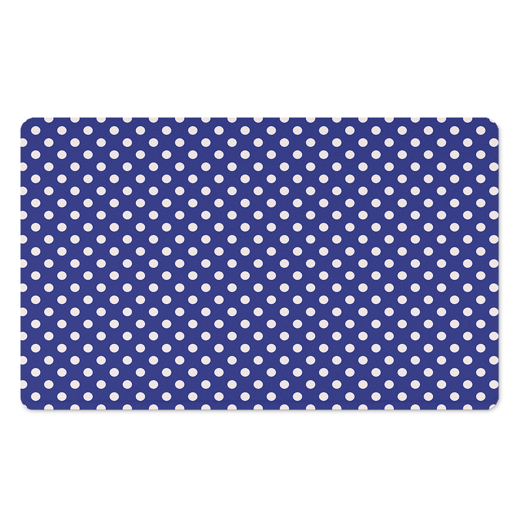 Blue And White Polka Dot Pattern Print Polyester Doormat
