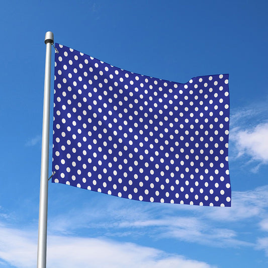 Blue And White Polka Dot Pattern Print Polyester Flag