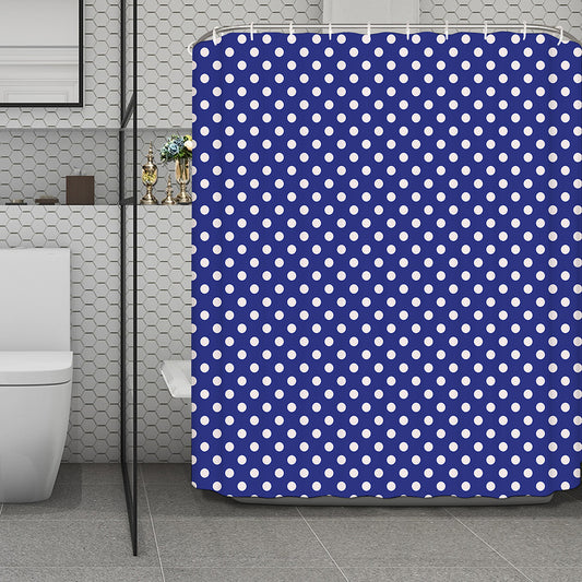 Blue And White Polka Dot Pattern Print Polyester Shower Curtain