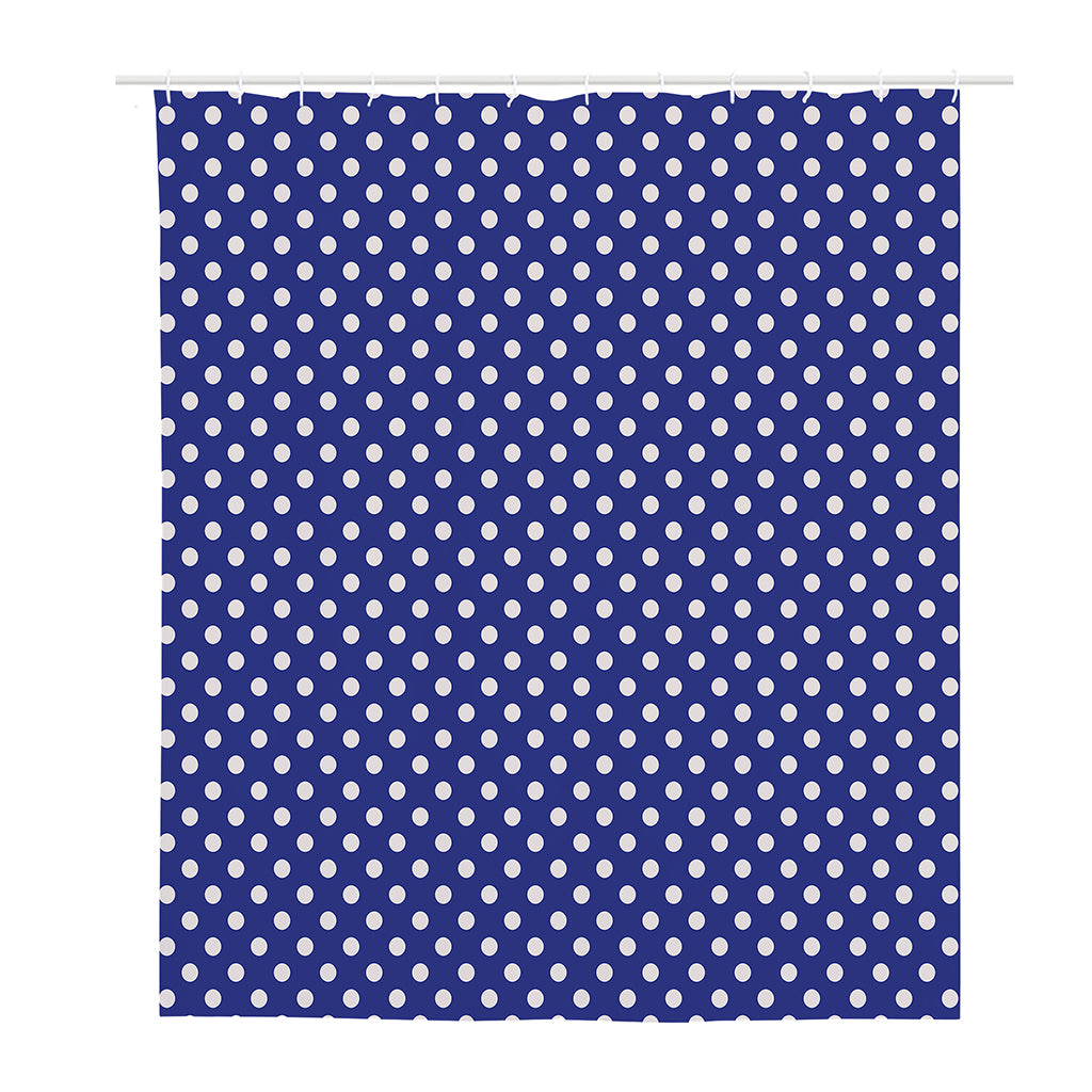 Blue And White Polka Dot Pattern Print Polyester Shower Curtain