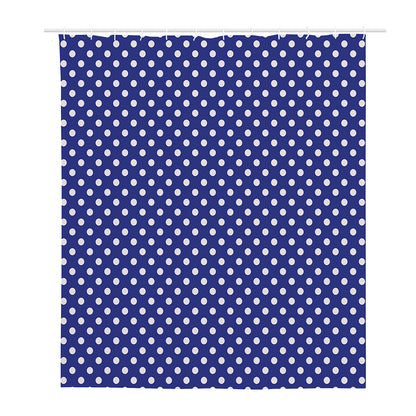 Blue And White Polka Dot Pattern Print Polyester Shower Curtain