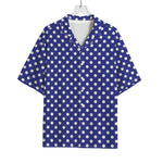Blue And White Polka Dot Pattern Print Rayon Hawaiian Shirt