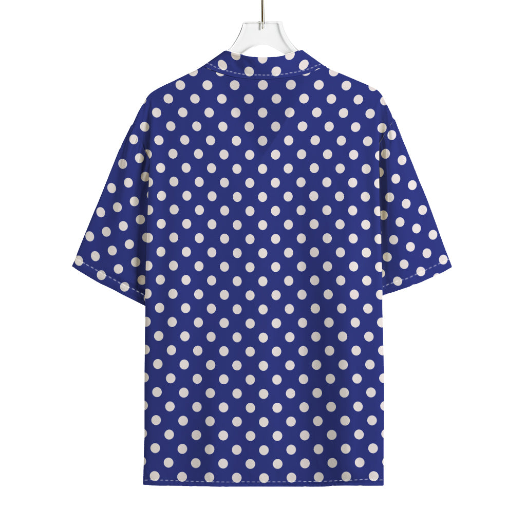 Blue And White Polka Dot Pattern Print Rayon Hawaiian Shirt