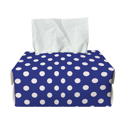 Blue And White Polka Dot Pattern Print Rectangle Tissue Box Cover