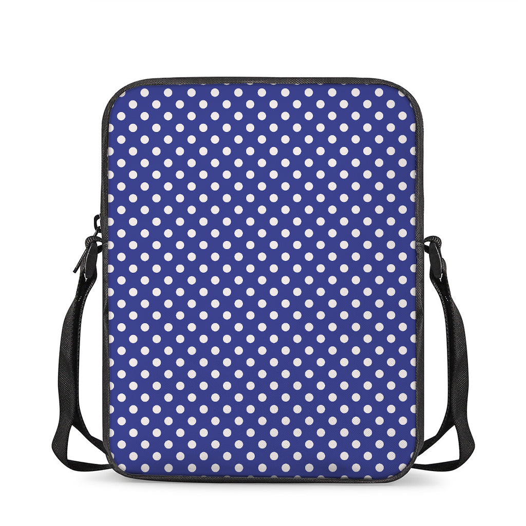 Blue And White Polka Dot Pattern Print Rectangular Crossbody Bag